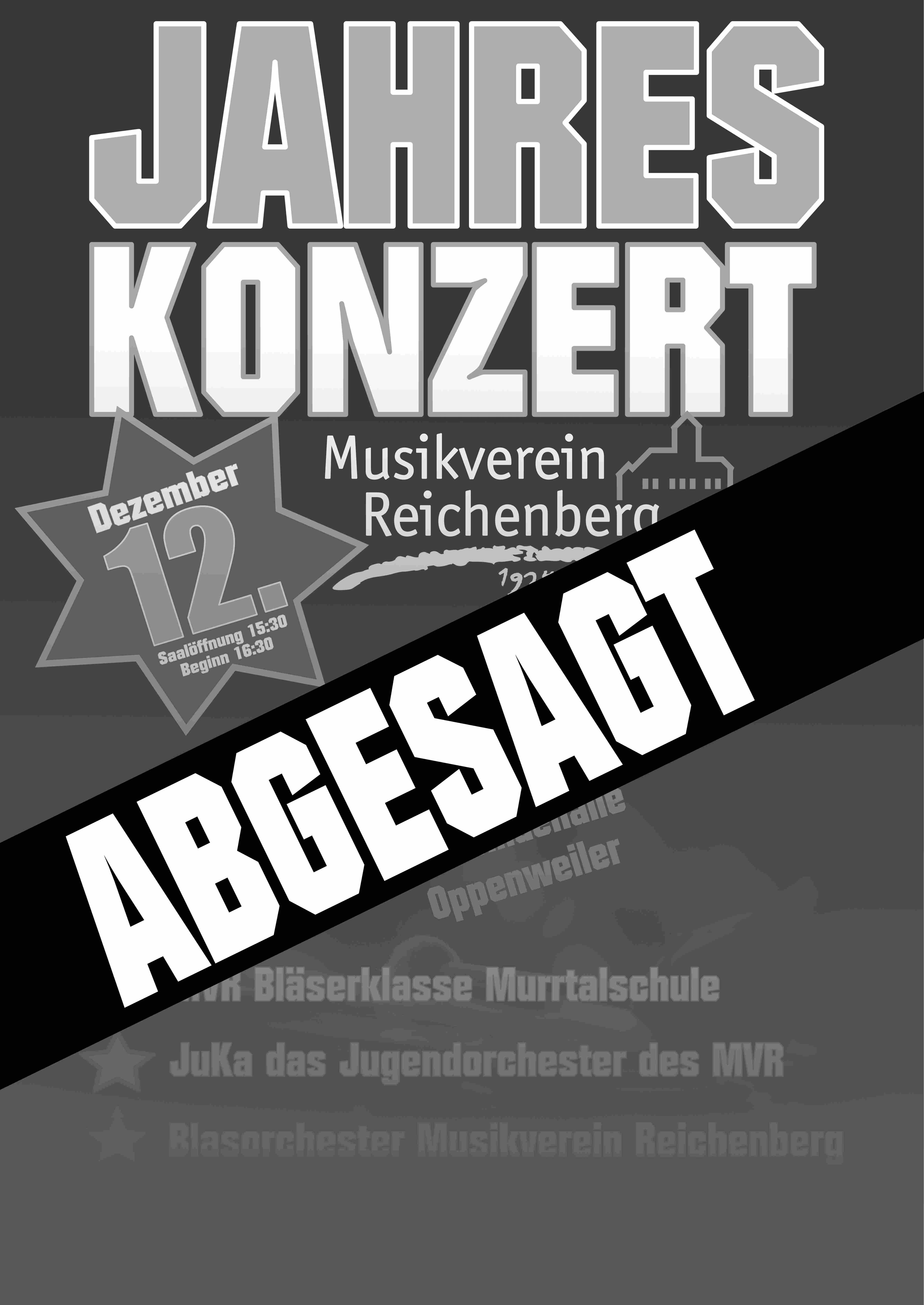 Absage Jahreskonzert